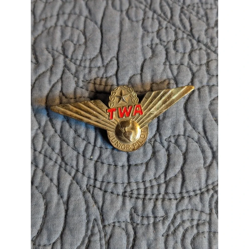 Vintage TWA Junior Pilot Wings Pin Metal AMICO Korea Trans World Airlines 1960s